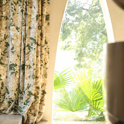 Rideau Beige Motif Fleurs