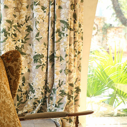 Rideau Beige Motif Fleurs