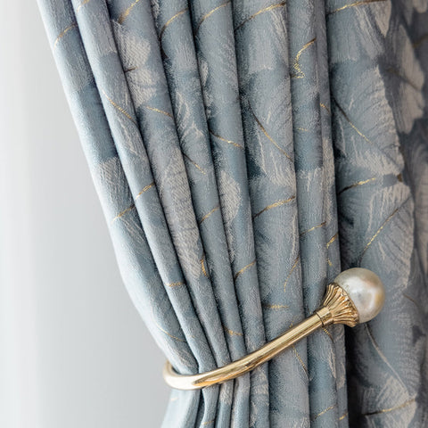 Blue Curtain Golden Lines