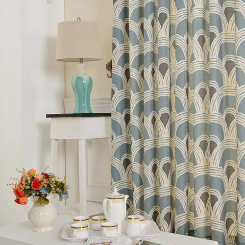 Blue Curtain Rounded Patterns