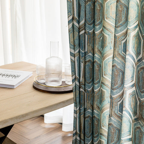 Blue Curtain Hexagon Patterns