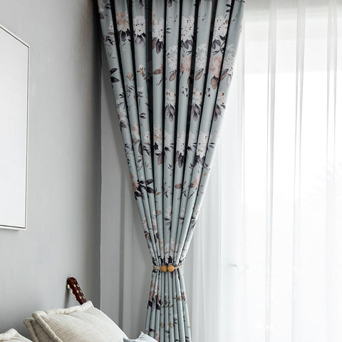Blue Floral Curtain