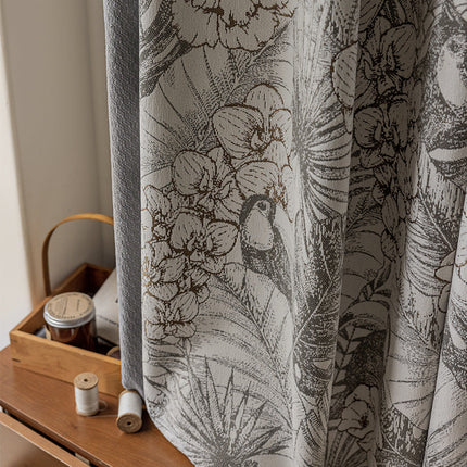 Rideau Gris et Blanc Floral