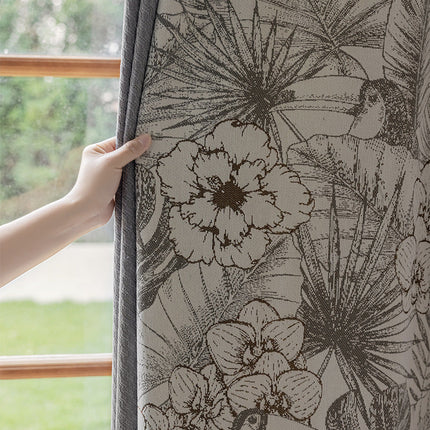 Rideau Gris et Blanc Floral