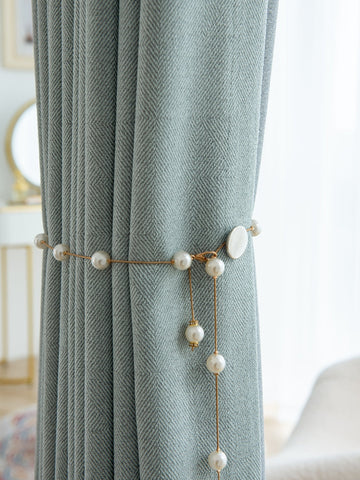 Trendy Blue Linen Curtain