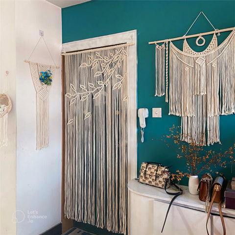 White Macrame Curtain (L95cm x 200cm)
