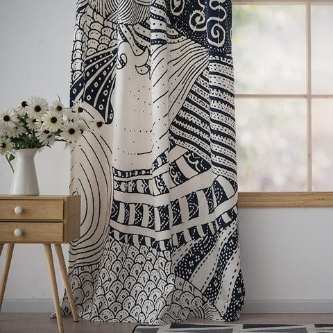 Blue Pattern Curtain