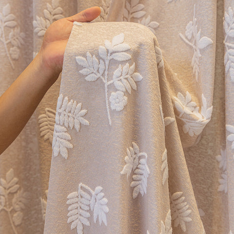 Pink Leaf Pattern Curtain