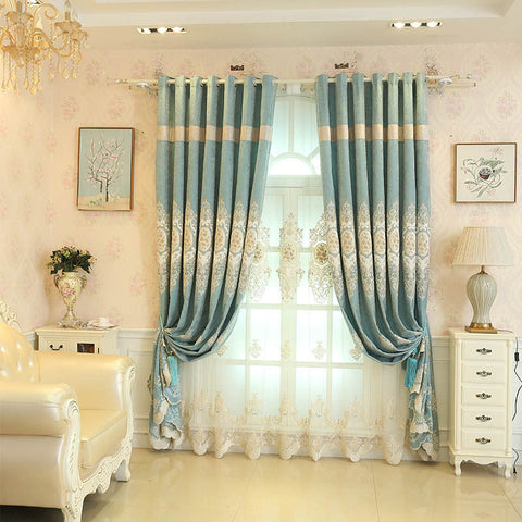 Royal Blue Embroidered Curtain