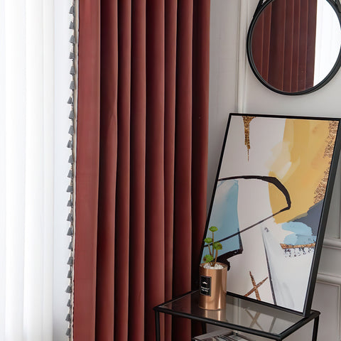Red and Gray Living Room Curtain