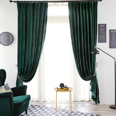Emerald Green Velvet Curtain