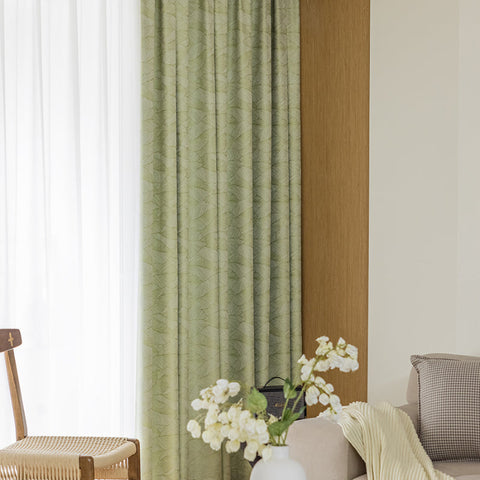 Green Leaf Pattern Curtain