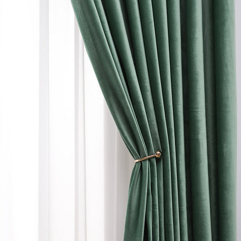 Trendy Green Velvet Curtain