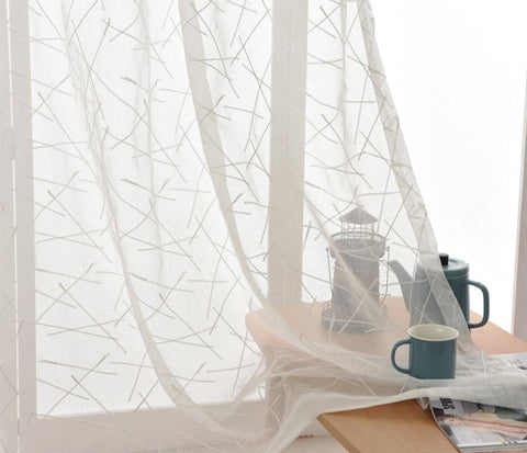 White Sheer Curtain with Pattern