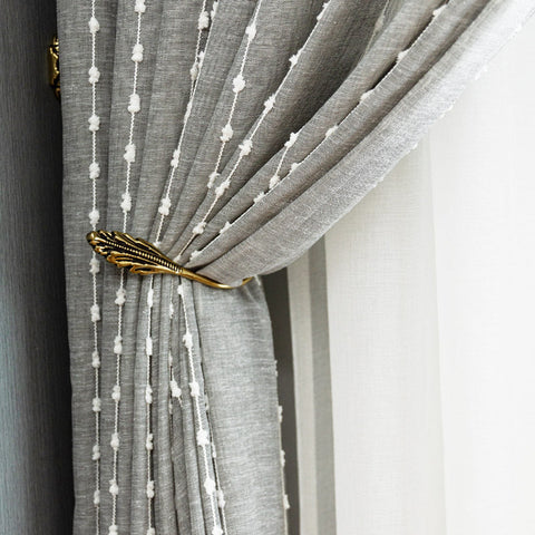 Light Gray Sheer Curtain with pompom