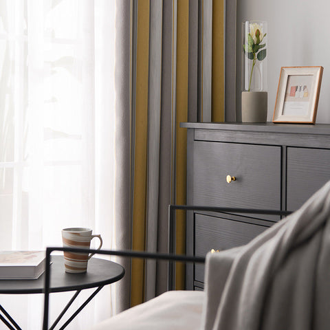 Yellow curtain Gray White