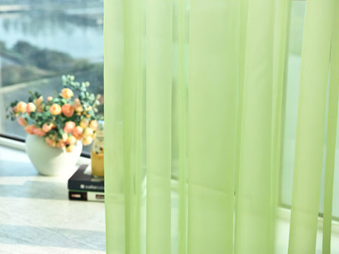 White and Green Sheer Curtain