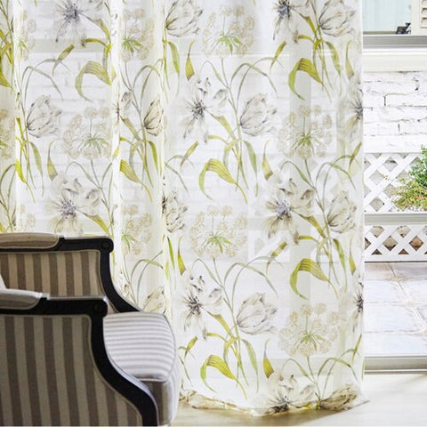 Flower Print Sheer Curtain