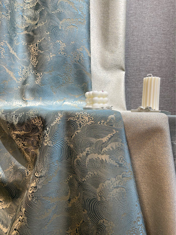 Blue Wave Pattern Curtain
