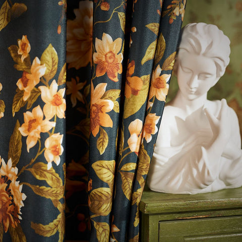 Blue Floral Curtain